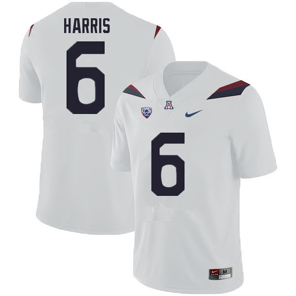 Men #6 Jason Harris Arizona Wildcats College Football Jerseys Sale-White